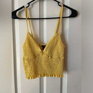 Vibrant yellow rouched crop top. GREAT for girls DD cup